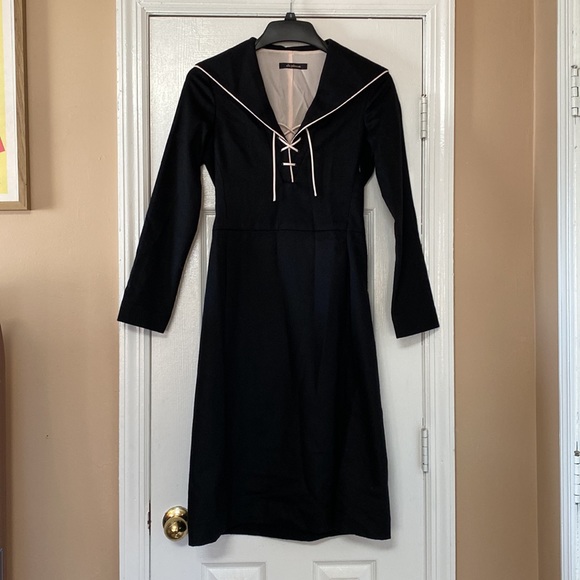 Ulla Johnson Dresses & Skirts - ULLA JOHNSON Black Wool Cashmere Sailor Nautical Dress